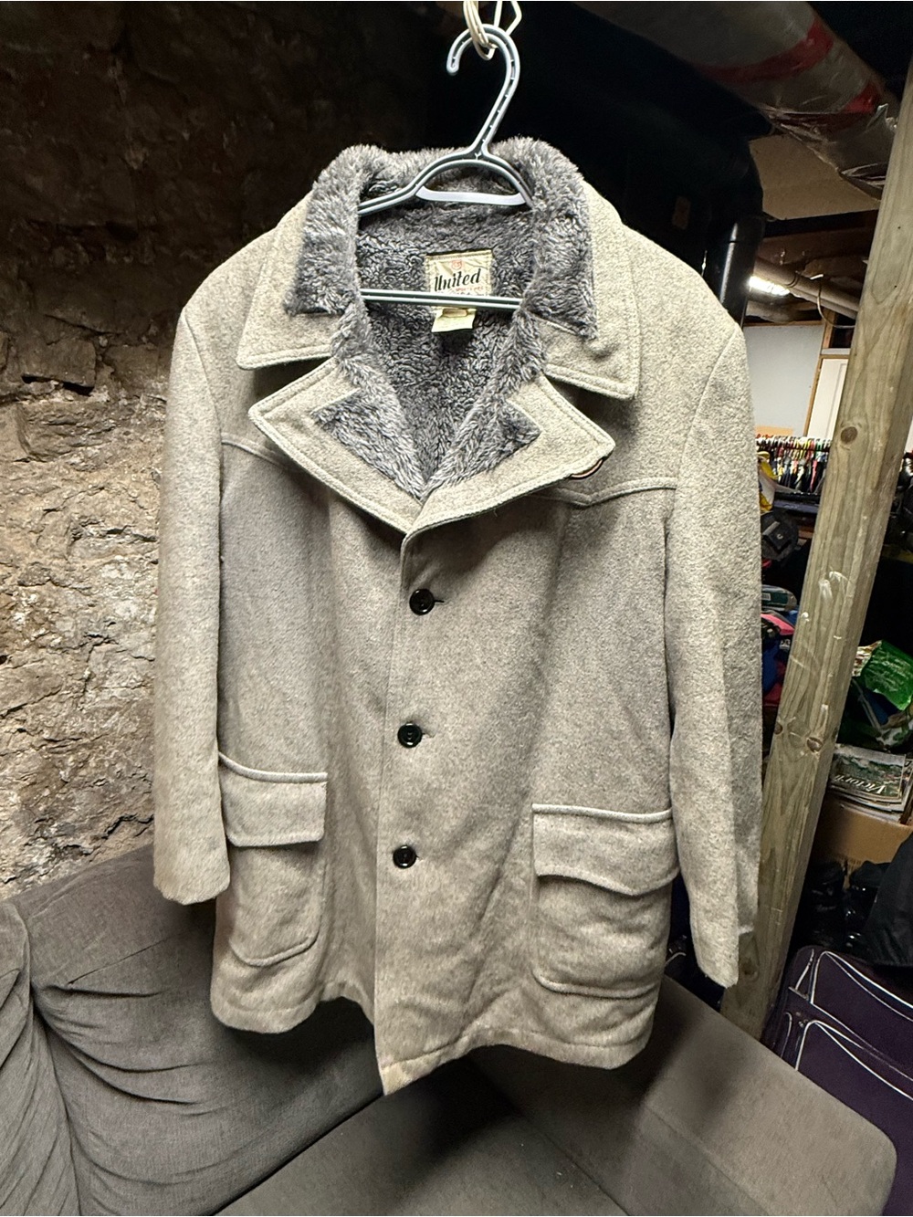 vintage wool car coat United Sports MFG Made In Canada Mid Century Suburban